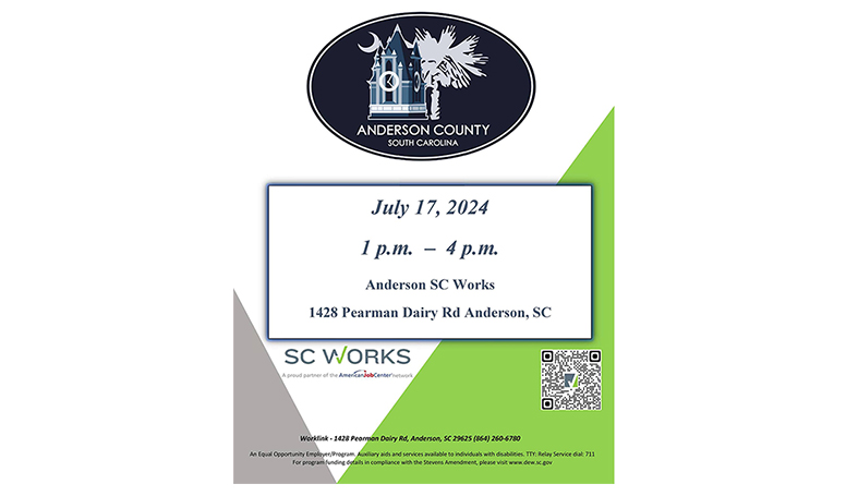 Graphics with Anderson County hiring event.