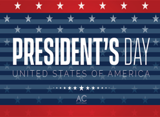 American flag background with President's Day text